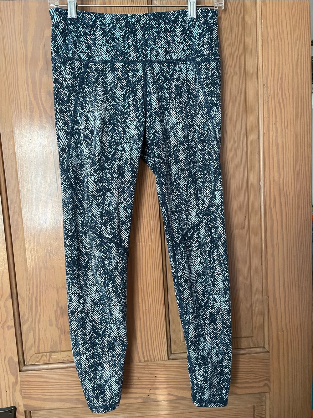 Sweaty Betty Beetle Blue Herringbone Print Power Leggings, Small